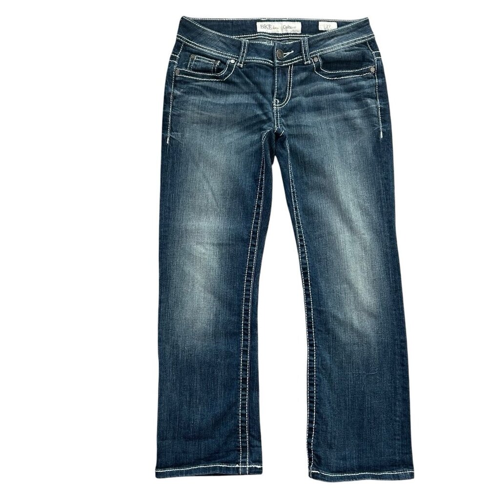 BKE jeans 27 blue culture bootcut stretch thick stitch straight leg western